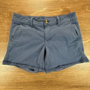 American Eagle Women's Size 6 Blue Midi Shorts Super Stretch Casual Summer